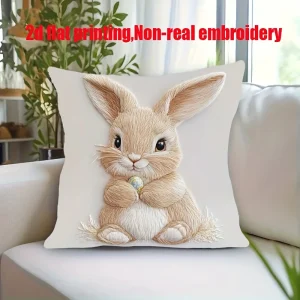 1PC Easter Bunny Floral Pattern Pillowcase ,Decorative sofa cushion cover, home decoration, 2D printing.