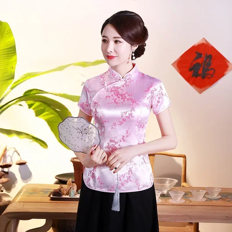 Elegant Ethnic Style Streetwear Cheongsam Qipao Tees Fashion Clothes Tshirts Vintage Shirts for Women Y2k Tops Women Clothing - الصورة 17