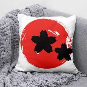 Lucky Cat Japanese Style Sofa Bed Decorative Pillow Cover Home Decor Mount Fuji Art Cushion