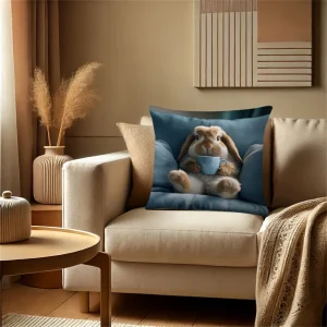 1PC Easter Bunny Reading Pillow Cover ,Decorative sofa cushion cover, home decoration, 2D printing.