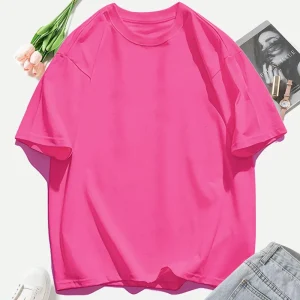 Y2K Woman 100% Cotton T Shirts Solid Color Casual T-Shirt O-Neck Summer Tops For Women Fashion Oversized Female Sportswear