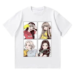 Kpop BP Jump 2025 Tees Pink Girls Band Clothing Adorable Anime Graphic T Shirts Summer High Quality Comfortable Y2K Tops