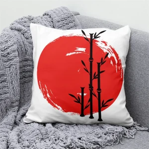 Lucky Cat Japanese Style Sofa Bed Decorative Pillow Cover Home Decor Mount Fuji Art Cushion