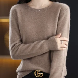Women 100% Merino Wool Sweater O-Neck Long Sleeve Cashmere Knitwear Pullover Aliselect Fashion Autumn Winter Clothing Tops