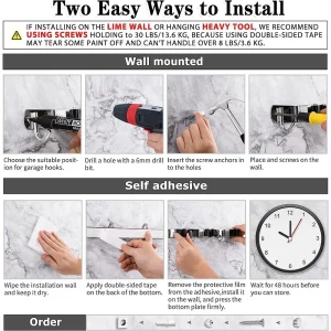 Wall Mount Broom Holder Stainless Steel 5 Racks With 4 Hooks Mop Broom Organizer Heavy Duty Laundry Room Garage Storage Hanger