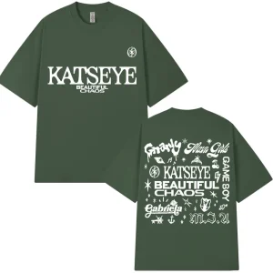 Korean Katseye Beautiful Chaos Tour T Shirt Kpop Vintage Harajuku Fashion Y2K Men Women T-shirt Cotton Loose T Shirts Fans Gifts