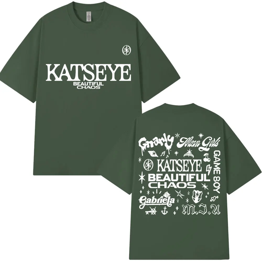 Korean Katseye Beautiful Chaos Tour T Shirt Kpop Vintage Harajuku Fashion Y2K Men Women T-shirt Cotton Loose T Shirts Fans Gifts - الصورة 7