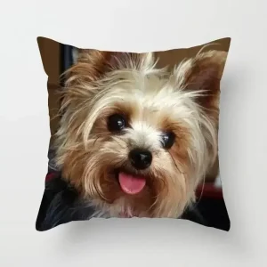 Cute Dog Print Pillowcase Bedroom Sofa Waist Cushion Cover Yorkshire Bichon Yorkshire Decoration Car Decorative Cushion