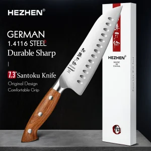 HEZHEN 1PC or 5PC Kitchen Knife Set 1.4116 steel Red Wood Handle Cook Tools Core Blade Kitchen Knife Accessories Box Packing