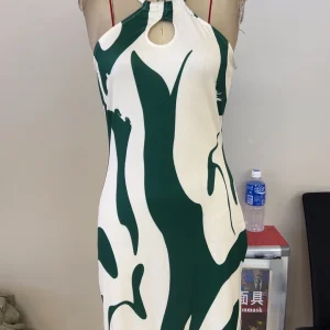 new spring and summer printed sexy off-shoulder lace-up loose women's dress ladies