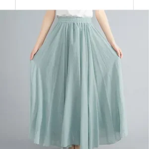 28-Color Mori Girl Literary Cotton Linen Dress Elastic Waist A-line Expansion Skirt Solid Color Ethnic Style Women Long Skirts