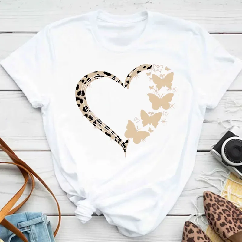 New Fashion Women T-shirt Colorful Butterfly Petal Print Short Sleeve and Round Neck Cute Graphic Tee Shirts Female Tops Clothin - Image 9