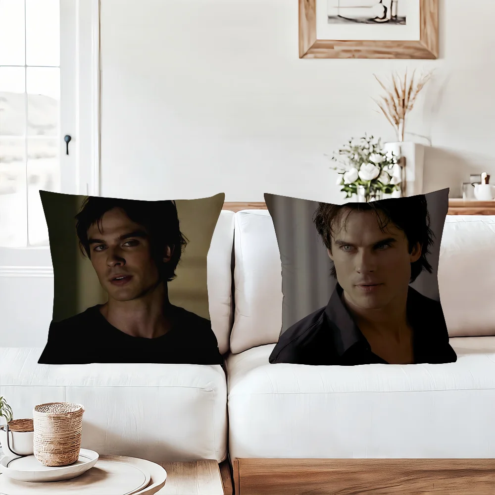 Vampire Diaries Starring D-Damon S-Salvatore Pillow Case Office Cushions Suitable For Sofa Car Bedroom Decorative Cushion Cover - الصورة 3