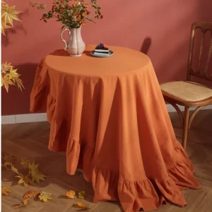 100% Cotton Round Table Cloth Washable Vintage Ruffle Tablecloth For Wedding Party Dining Banquet Decor Living Room Table Cloth