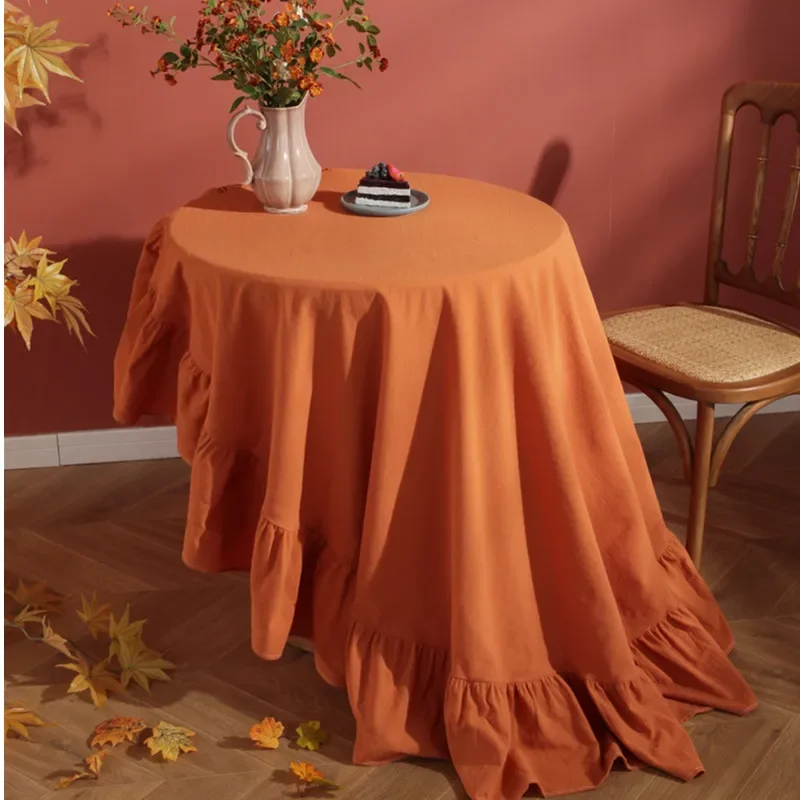 100% Cotton Round Table Cloth Washable Vintage Ruffle Tablecloth For Wedding Party Dining Banquet Decor Living Room Table Cloth - Image 8