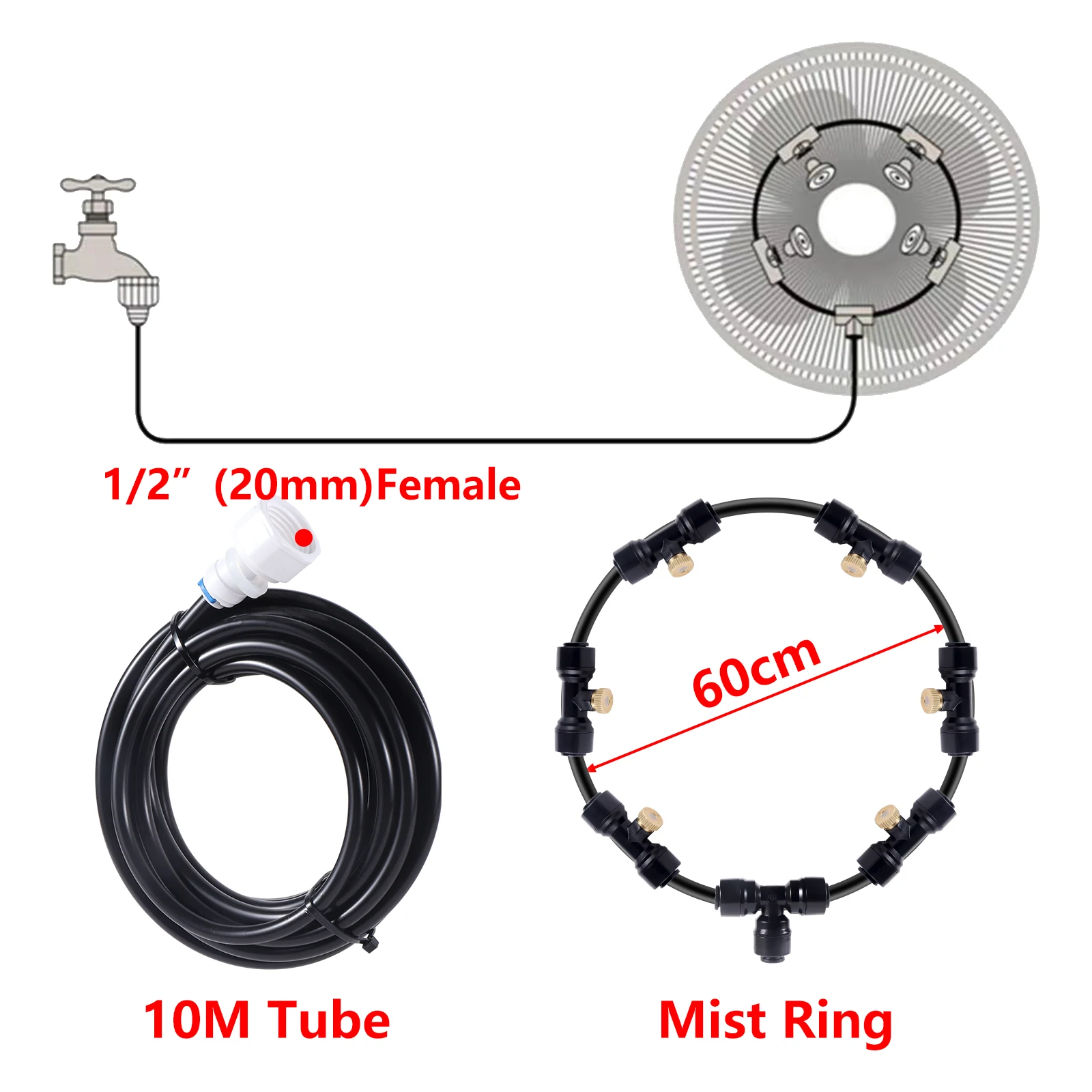 Outdoor Misting Cooling System 3/6/10m Garden Patio Terrace Balcony Drop Temperature Nebulizer DIY Fan Cooler Fog Sprayer - الصورة 10