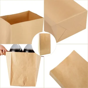50/100pcs Lunch Paper Bags Kraft Paper Bags Recyclable Snack Bags Grocery Bags for Candy Sandwich Bread Food Storage