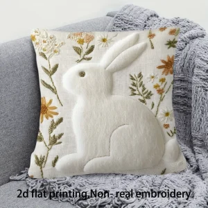 1PC Easter Bunny Floral Pattern Pillowcase ,Decorative sofa cushion cover, home decoration, 2D printing.