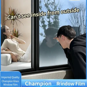 One Way Mirror Window Film, Daytime Privacy See Out Not In, Static Cling Sun Control Tint for Home and Office Windows