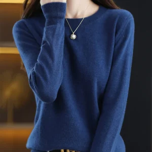 Autumn Winter Women Wool Sweater O-neck Long Sleeve Pullover Basic Casual Loose Style Famale Clothing Merino Wool Knitwear Tops