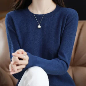 Women 100% Merino Wool Sweater O-Neck Long Sleeve Cashmere Knitwear Pullover Aliselect Fashion Autumn Winter Clothing Tops