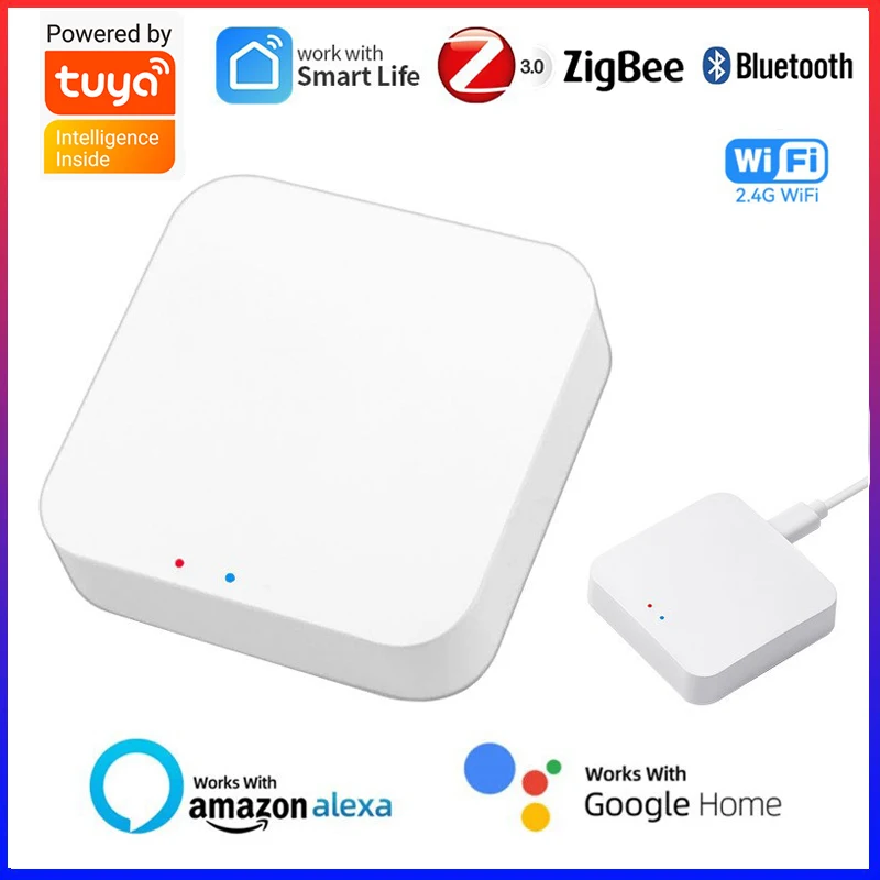 Wireless Multi-mode Smart Gateway ZigBee Bluetooth Mesh Hub Work with Tuya Smart life App Voice Control via Alexa Google Home
