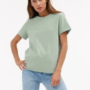 Bornladies Summer 100% Cotton Women's T-shirt Bottoming Basic Fashionable Solid Lady Short Sleeve Loose Tops Shirts 230g/㎡ Tops