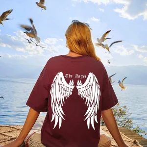 Dark Angel Wing Hot sale Graphic Printed T-Shirts For Women Loose Oversized Clothing Hip Hop Street Tshirt Cotton Short Sleeves