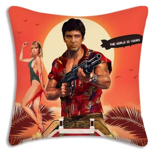 Hot Classic Movie Scarfaces Pillow Covers Cartoon Sofa Decorative Home Double-sided Printing Short Plush Cute Cushion Cover