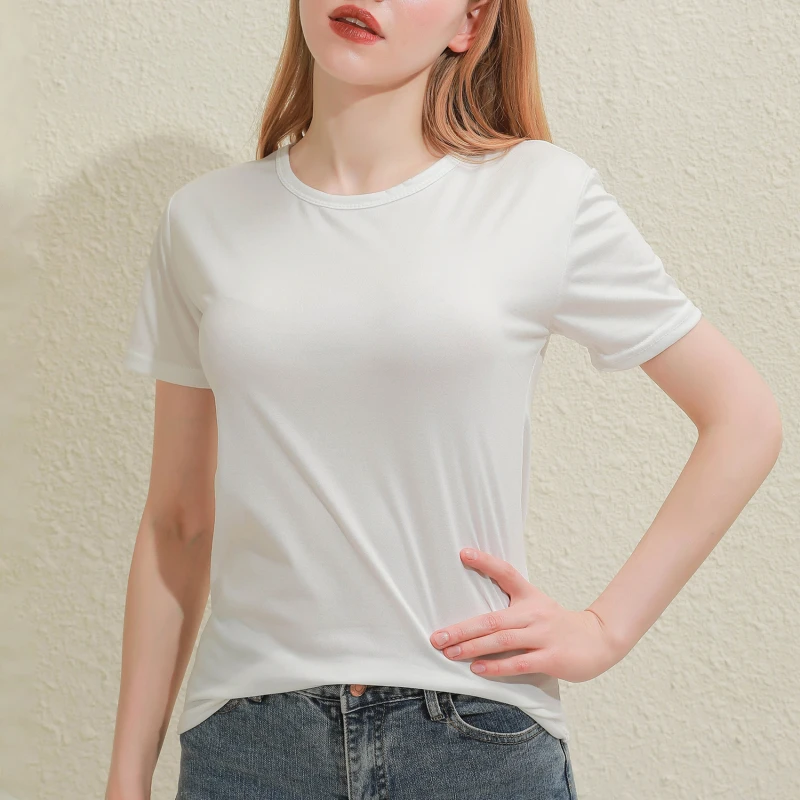 Solid Women Cotton T-shirt V-Neck Short Sleeve Female Tee Slim White And Balck T-Shirt Casual Solid Lady Tshirt Tops - الصورة 3