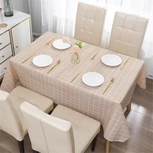 Nordic Style Grid Printed Household Waterproof Oil Resistant Dining Table Cloth Table Cover Party Decoration Rectangular