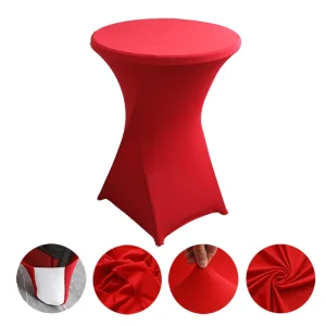 Creative Simple Style Solid Color Polyester Round Banquet Elastic Table Set Hotel Wedding Decoration Cocktail Bar Table Set