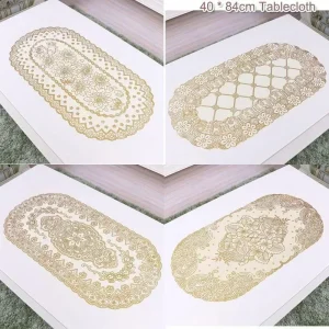 Vintage Lace Embroidered Oval Tablecloth for Wedding Party Home Tea Table Mats Kitchen Decoration Waterproof PVC Table Cloth