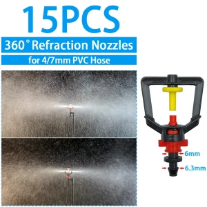 WUJIE Greenhouse Watering Sprinkler Dripper Drip Irrigation Garden Adjustable Mist Emitters Stake Micro Spray Rotating Nozzle