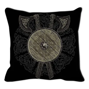 Viking Amulet Pillowcase Sofa Cushion Home Decor  Black and White Geometric  Cover