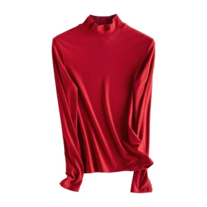 SuyaDream, Women Bottoming T Shirt, 28%Wool 37%Cotton, Long Sleeves, Solid Basic Thermal Shirt, 2025 Autumn Winter Top