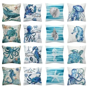 Marine Animal Decorative Pillowcase Sofa Cushion Sea Turtle Shell Cushion Home Decorative Pillowcase