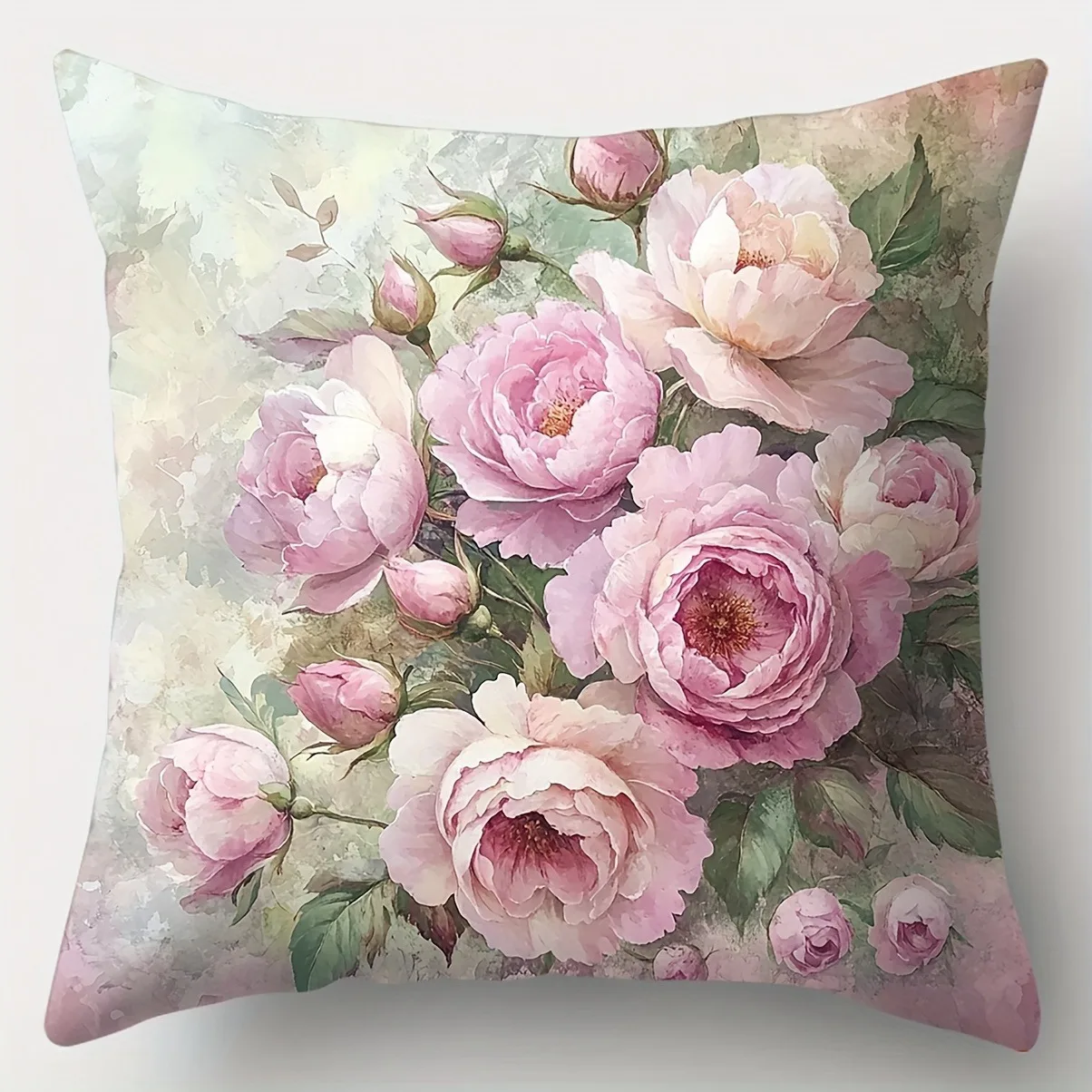 Enchanting Peony Pillow Cover: Soft Hues and Lush Floral Artistry, Sofa Chair Cushion Cover, Bedroom Room Decor - Image 8