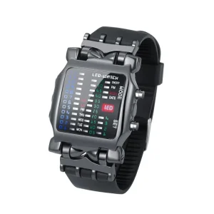 Binary Led Watch Creative Waterproof Business Electronic Watch Mens Trend Luminous Gift Sports Couple Date Time Display Watch