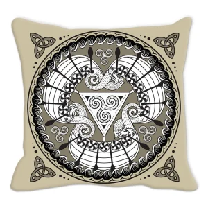 Viking Amulet Pillowcase Sofa Cushion Home Decor  Black and White Geometric  Cover