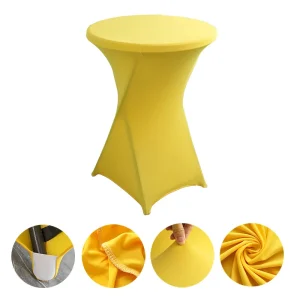 Creative Simple Style Solid Color Polyester Round Banquet Elastic Table Set Hotel Wedding Decoration Cocktail Bar Table Set