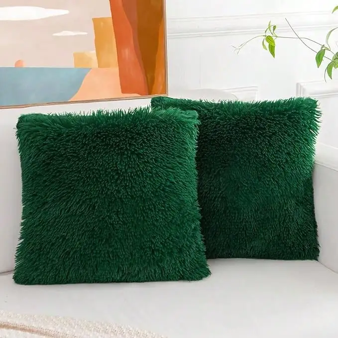 Pack of 2 Luxury Faux Fur Throw Pillow Cover Deluxe Decorative Plush Pillow Case Cushion Cover for Sofa Bedroom (no pillowcore) - Image 7