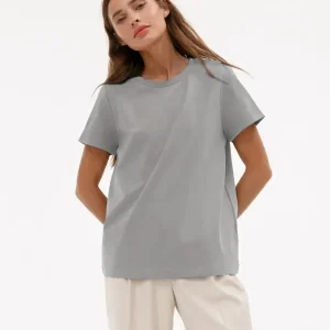 Bornladies Summer 100% Cotton Women's T-shirt Bottoming Basic Fashionable Solid Lady Short Sleeve Loose Tops Shirts 230g/㎡ Tops
