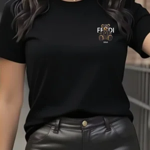 summer Graphic T-Shirt Short Sleeve Crew Neck with Soft Comfortable Spring Women's Light Blue Casual Teddy Bear