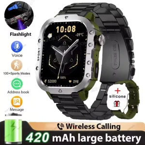 Outdoor 100+Sports Smart Watch Waterproof 2.01 inch HD Screen LED Flashlight Bluetooth Talking Smartwatch Men Women Holiday Gift