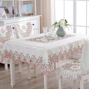 Table Cloth Table Cover Lace European Garden Elegant Embroidered Dining TableCloth Flower Peony Chair Cover Wedding Dust Cover