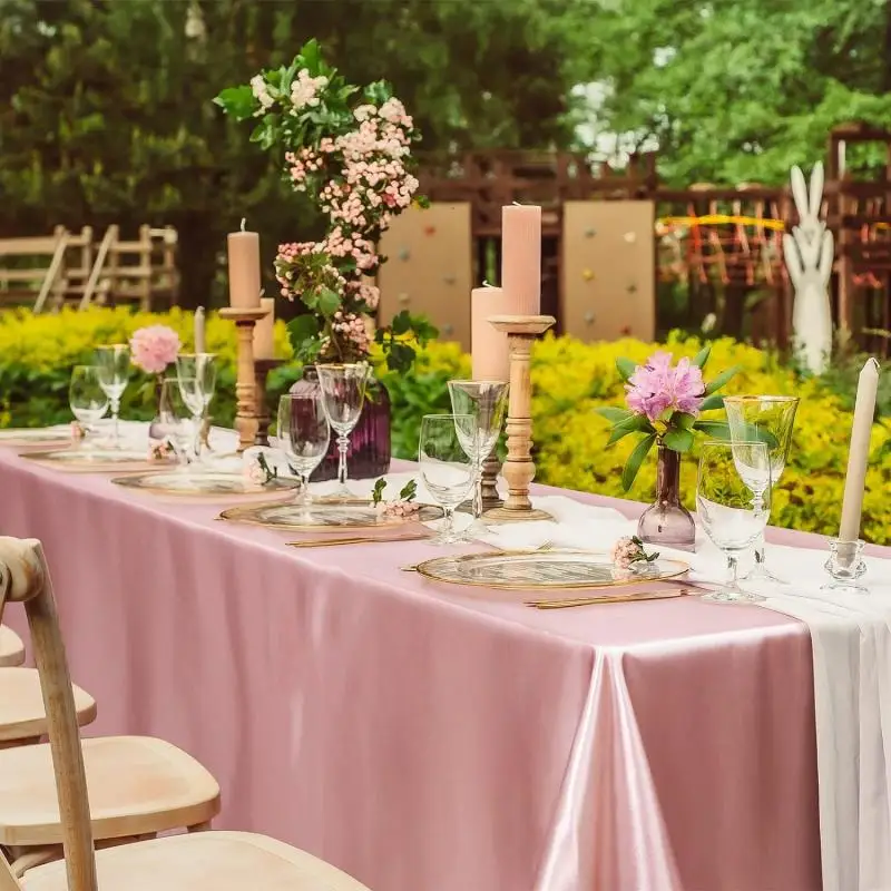 Rectangle Satin Tablecloth,Silkly Soft Solid Color Table Cover For Dining Room Wedding Party Banquet Supplies Dinner Tablecloths - Image 3