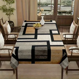 VIKAMA Minimalist Geometric Print Tablecloth Oil-Resistant and Easy to Clean Kitchen Dining Table Restaurant Home Decor