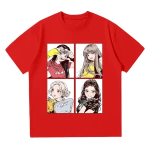 Kpop BP Jump 2025 Tees Pink Girls Band Clothing Adorable Anime Graphic T Shirts Summer High Quality Comfortable Y2K Tops