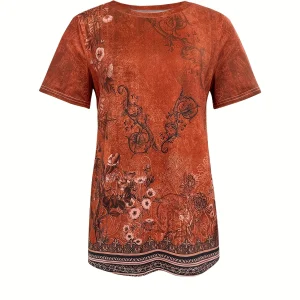 Women's Tee - Vintage Floral Lace Pattern Graphic, Elegant Retro Print Design for Casual Daily Wear